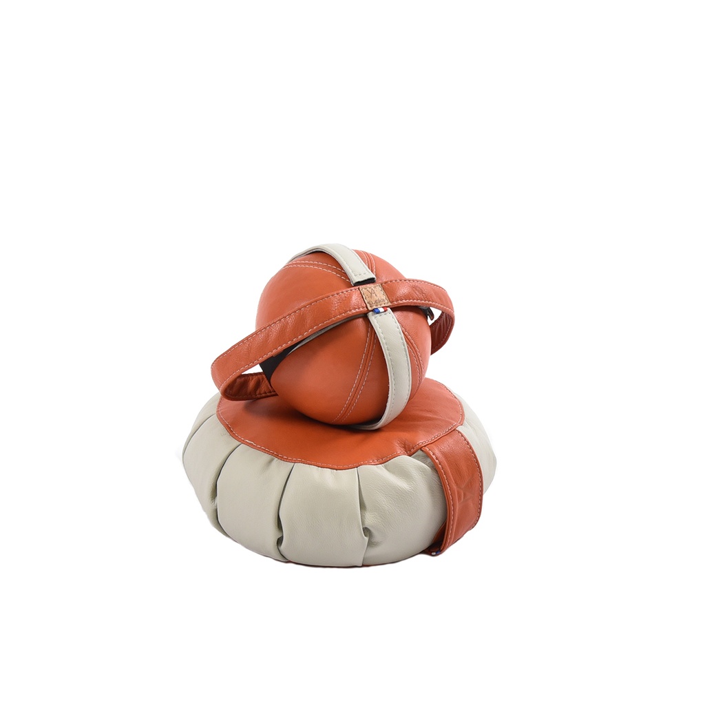 YA'ELASKO Home Collection  &quot;Balle &amp; Strap&quot; Cuir Orange &amp; Blanc